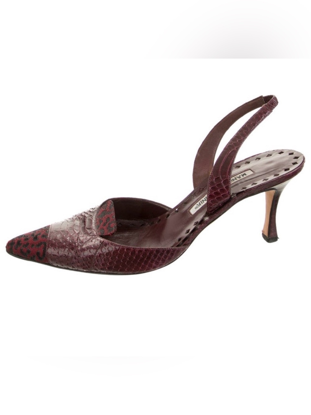 MANOLO BLAHNIK SNAKESKIN BURGUNDY SHOES